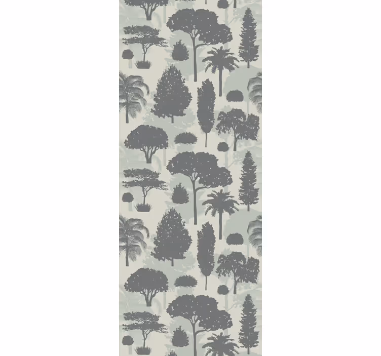 Papel mural paisaje patrón de silueta de árbol - TenVinilo