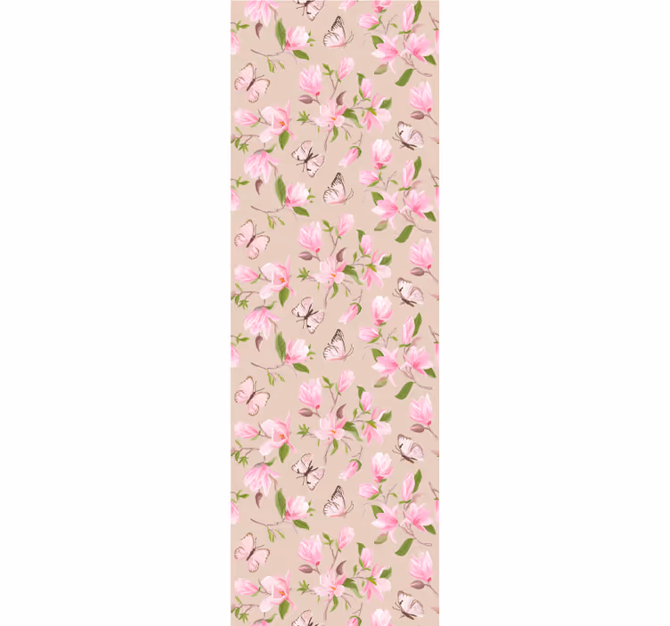 Papel pintado flores magnolias y mariposas - TenVinilo