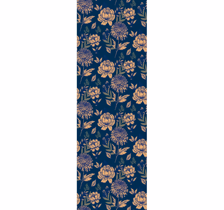 Papel pintado flores Patrón provincial francés azul y amarillo - TenVinilo