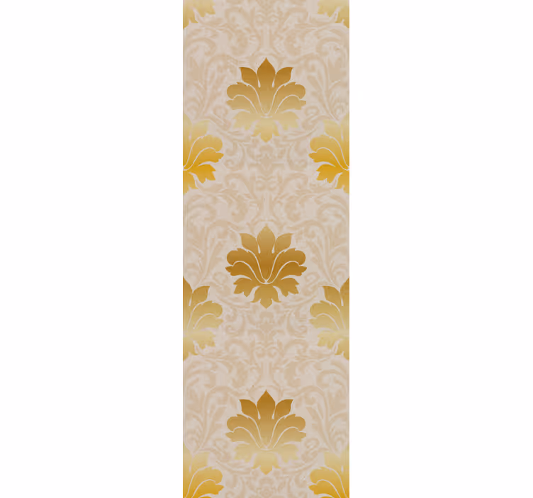 Papel mural floral patrón de hoja dorada - TenVinilo