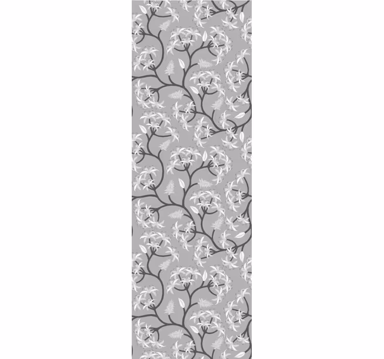 Papel pintado flores patrón de rama gris - TenVinilo