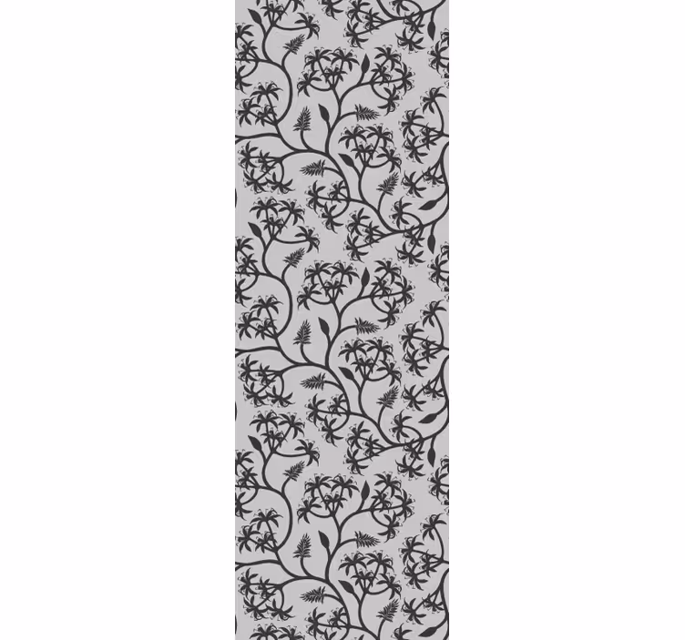 Papel mural floral patrón de rama sobre fondo gris - TenVinilo