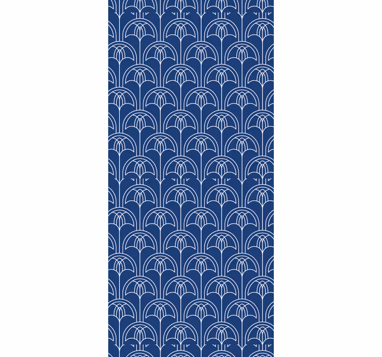 Papel mural floral patrón de contorno azul - TenVinilo