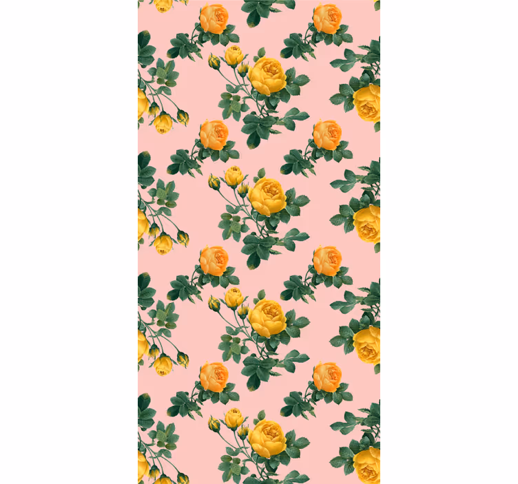Papel pintado flores patrones de rosas amarillas - TenVinilo