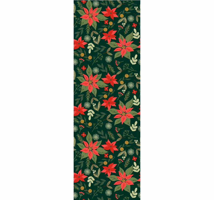 Papel mural navideño patrón floral festivo - TenVinilo