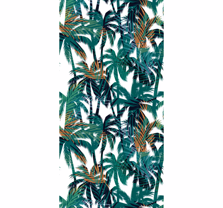 Papel mural selva palmeras verdes y blancas - TenVinilo