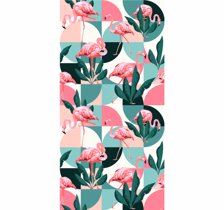 Papel mural selva patrón tropical de flamencos - TenVinilo