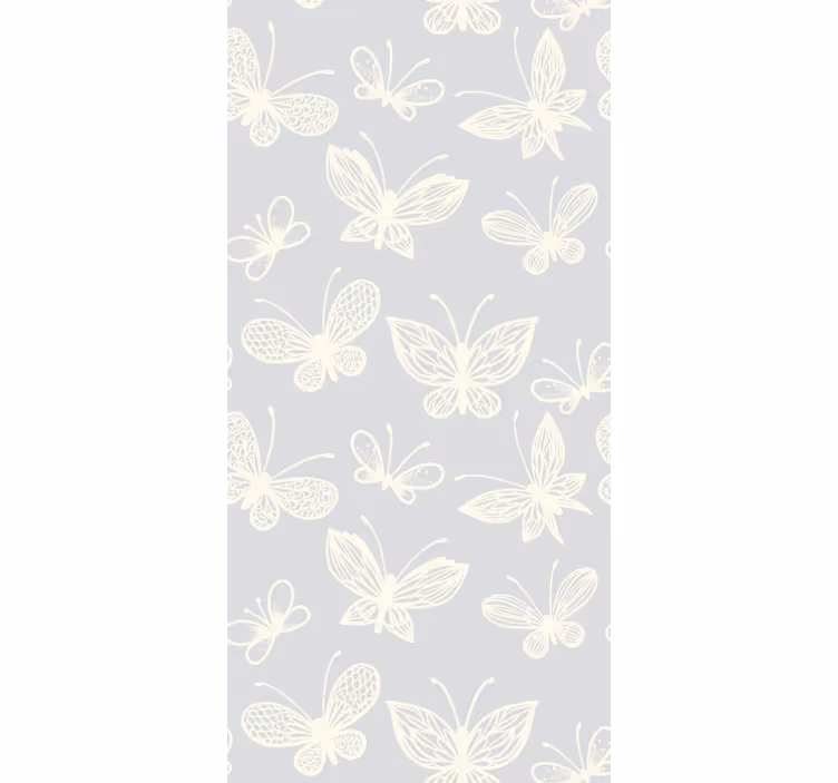 Papel mural mariposas patrón infantil rosa y blanco - TenVinilo
