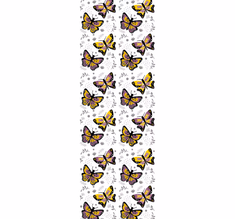 Papel pintado baño Patrón de mariposa amarilla y morada - TenVinilo