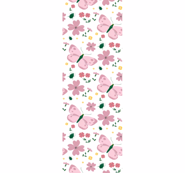 Papel mural mariposas flores rosas - TenVinilo