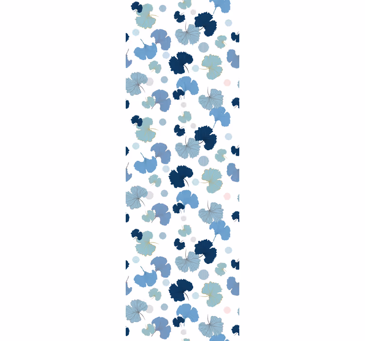 Papel pintado moderno Hoja de ginkgo azul - TenVinilo