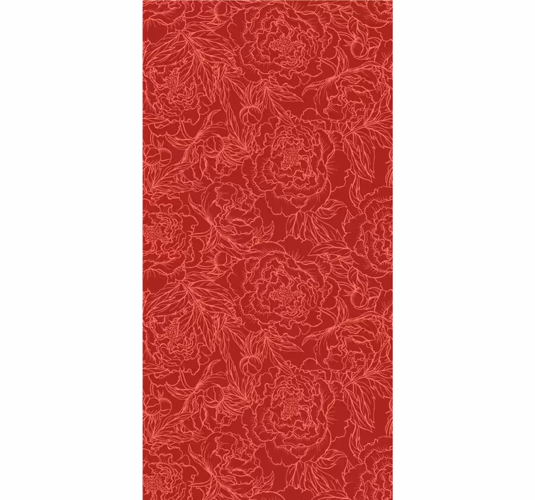 Papel pintado flores patrón de rosas de contorno rojo - TenVinilo