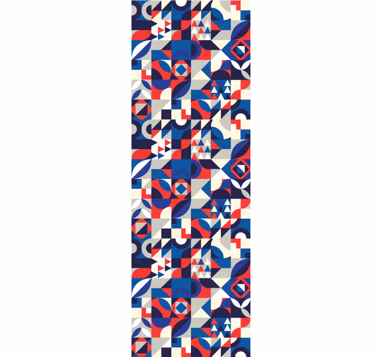 Papel mural geométrico fusión de patrones azules - TenVinilo