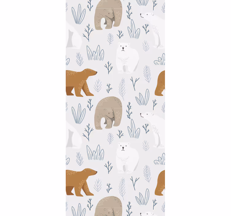 Papel mural animal patrón de oso pardo y polar - TenVinilo