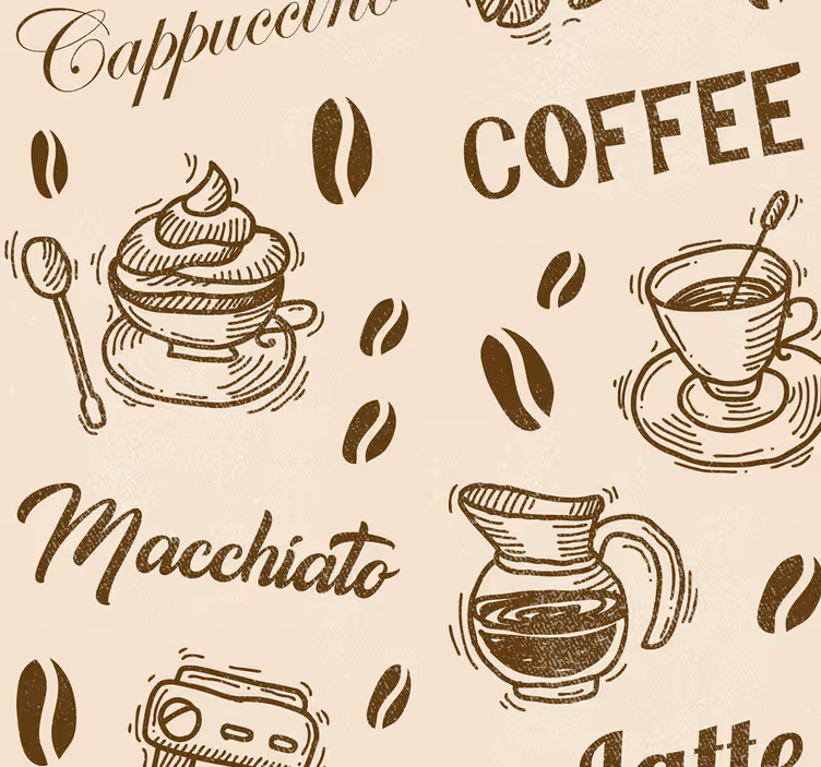 Papel pintado cocina patrón nombres tipos café - TenVinilo