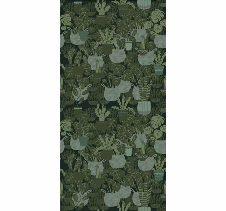 Papel mural hojas patrones de plantas en macetas - TenVinilo