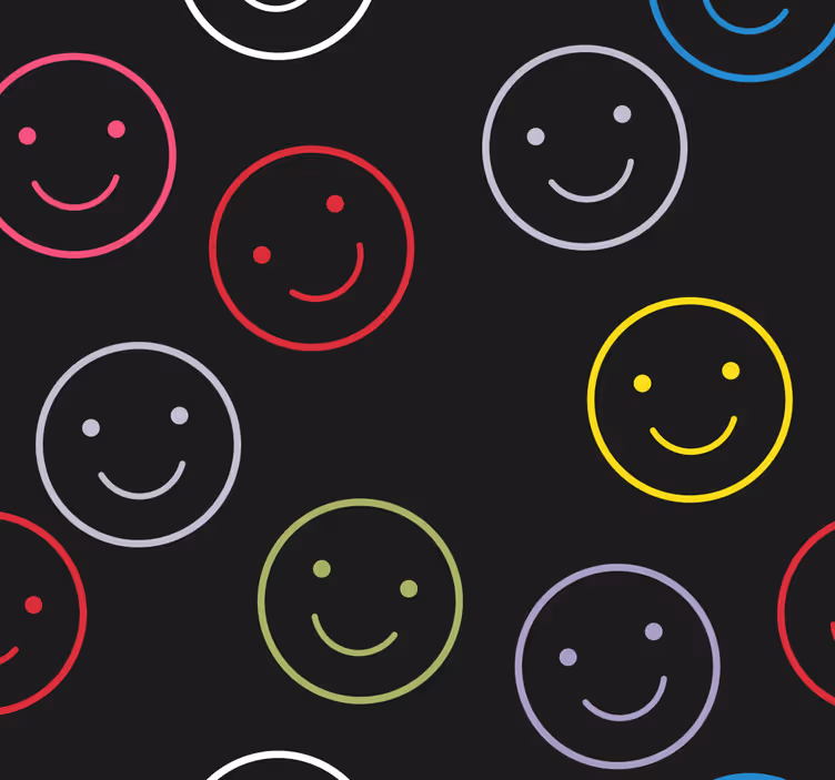 Papel mural geométrico impresión de cara sonriente - TenVinilo