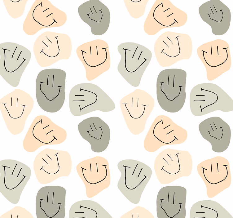 Papel pintado caras sonrientes colores neutros - TenVinilo