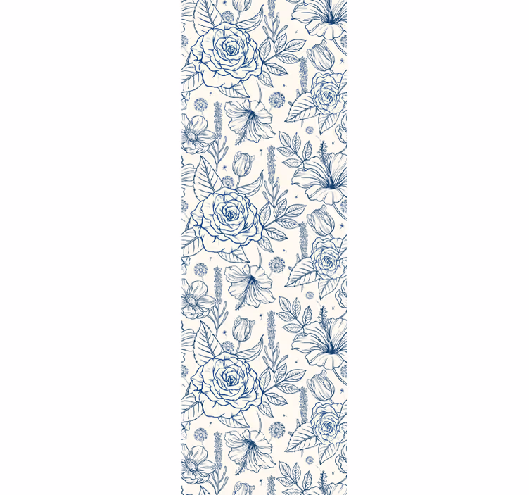 papel pintado de flores estilo delfts Blauw - TenVinilo