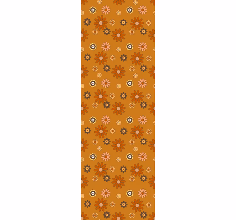 Papel decorativo naranja de los 70s floral - TenVinilo