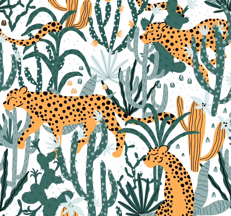 Papel pintado leopardos en la jungla - TenVinilo