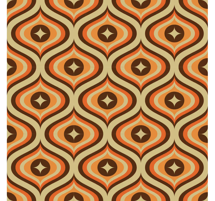 Papel pintado para salón retro naranja y marrón - TenVinilo