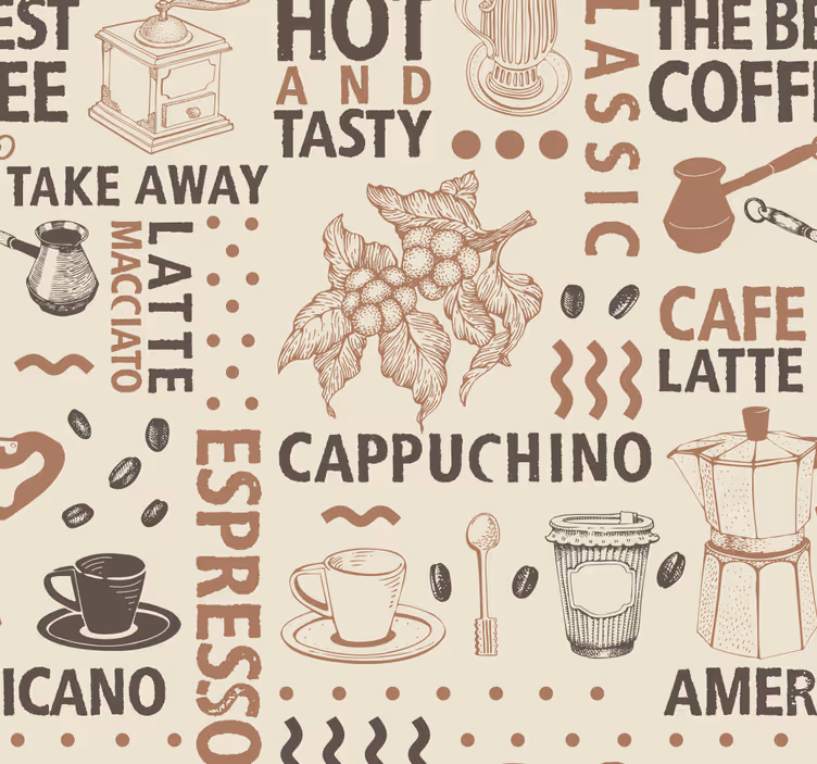 Papel mural comedor patrón de café - TenVinilo