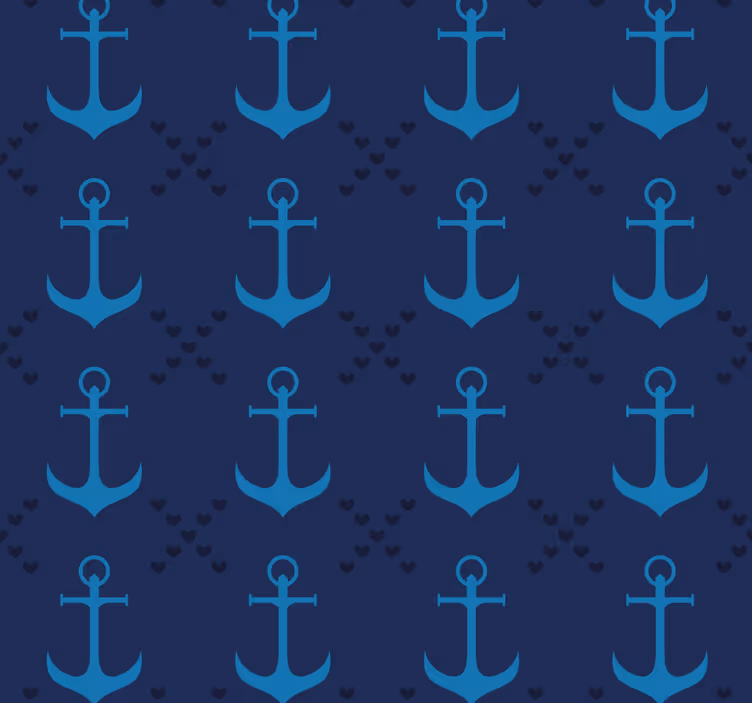 Papel mural living comedor anclas azul marino - TenVinilo