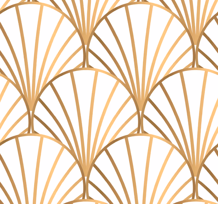 Papel mural dormitorio art déco blanco y dorado - TenVinilo