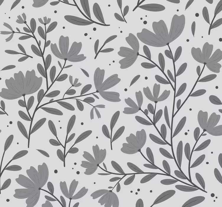 Papel mural cabecera patrón de flores grises - TenVinilo