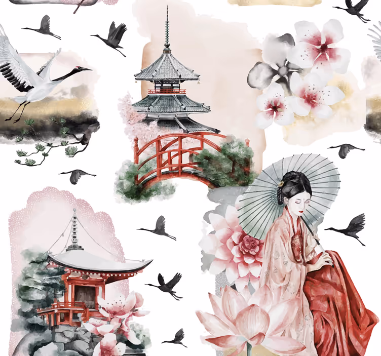 Papel mural cabecera japón - TenVinilo