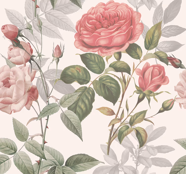 Papel mural cabecera rosas grandes - TenVinilo