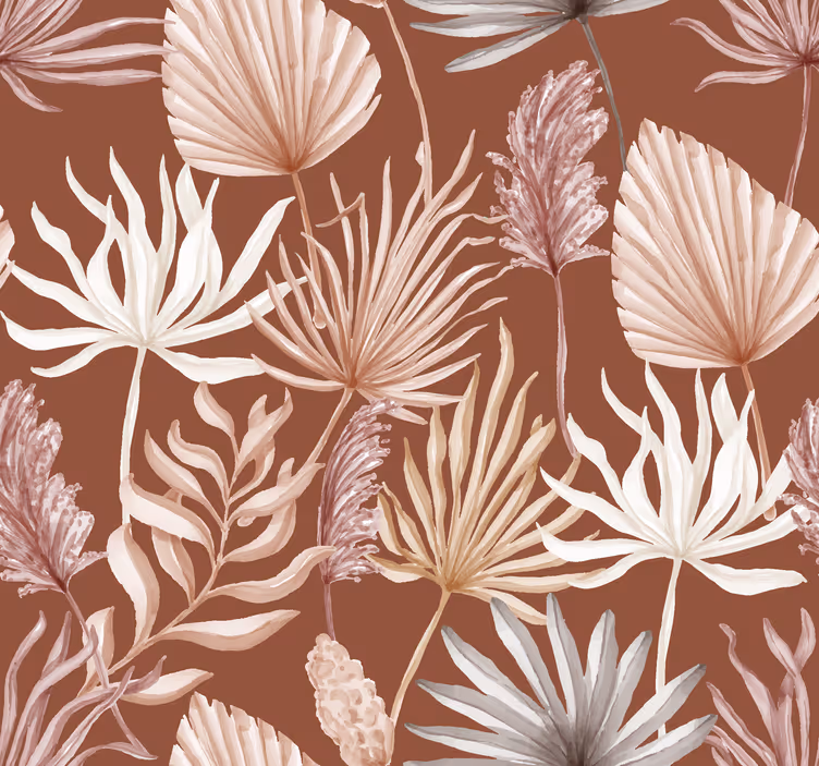Papel mural terracota hojas de monstera - TenVinilo