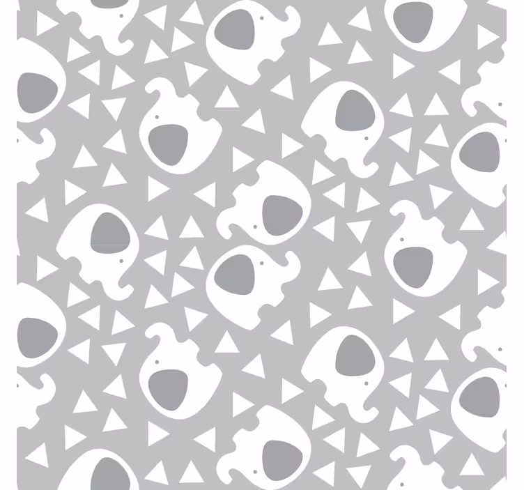Papel mural bebé elefante con triangulos - TenVinilo