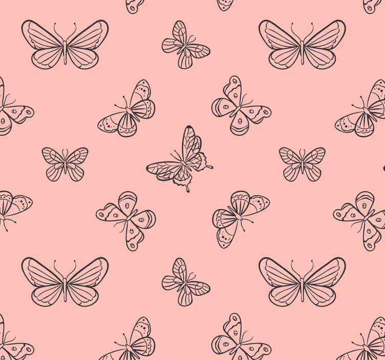 Papel mural rosa patrón de mariposa - TenVinilo