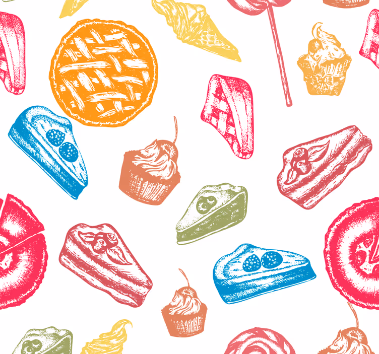 Papel mural cocina patrón de dulces - TenVinilo