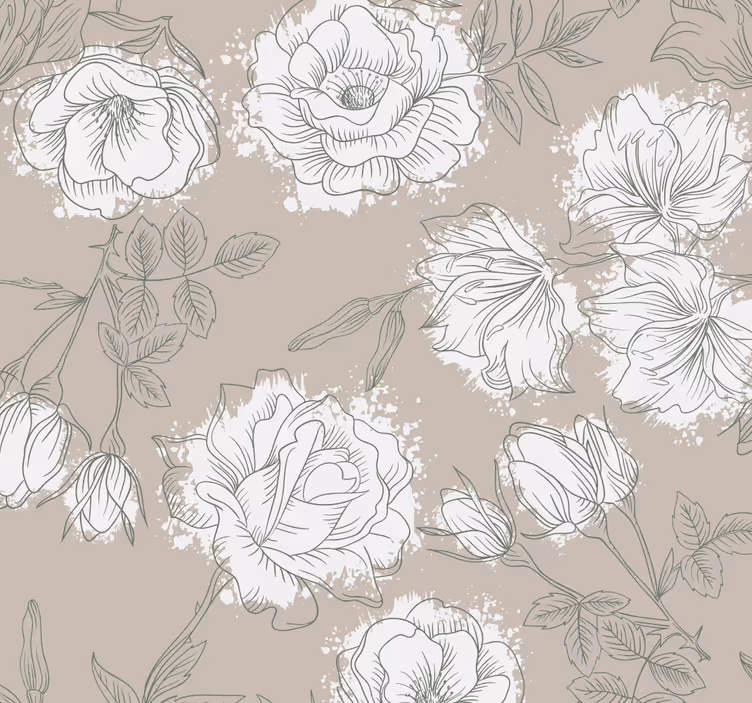 Papel pintado flores patrón floral elegante - TenVinilo