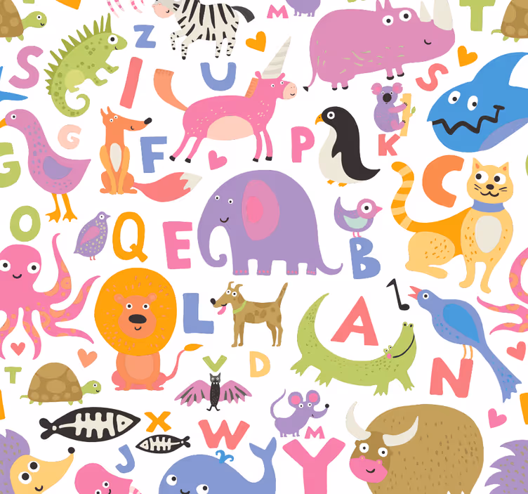 Papel mural infantil animales del alfabeto - TenVinilo