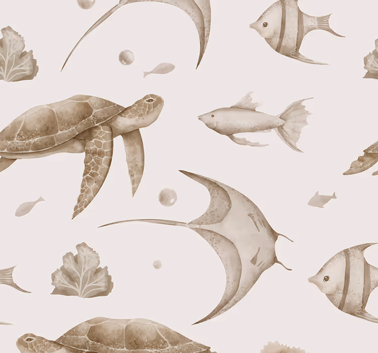 Papel mural bebé patrón marítimo beige - TenVinilo