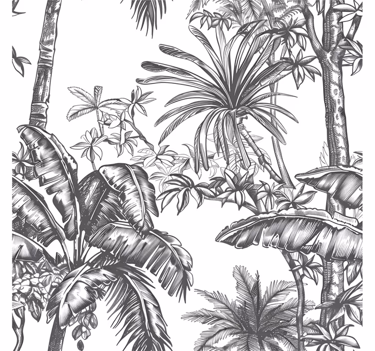 Papel mural cabecera patrón de selva gris - TenVinilo