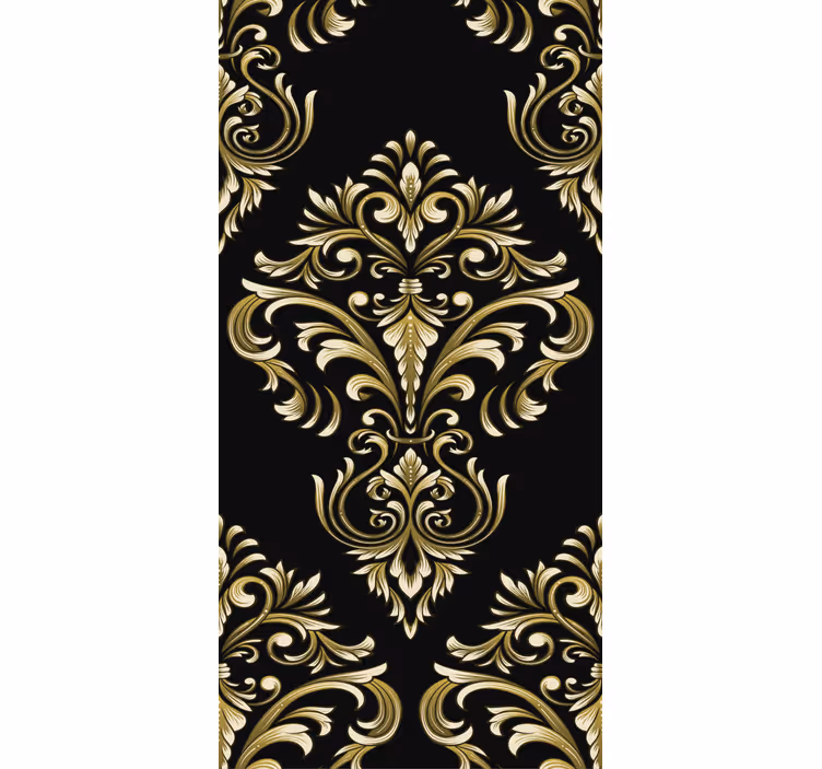 Papel mural negro patrón dorado tradicional - TenVinilo