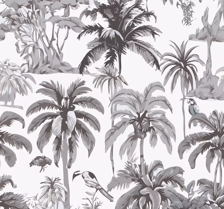 Papel mural gris palmeras - TenVinilo