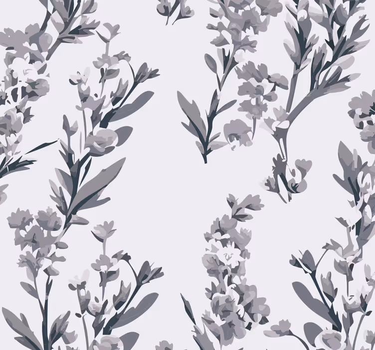 Papel mural gris diseño floral - TenVinilo