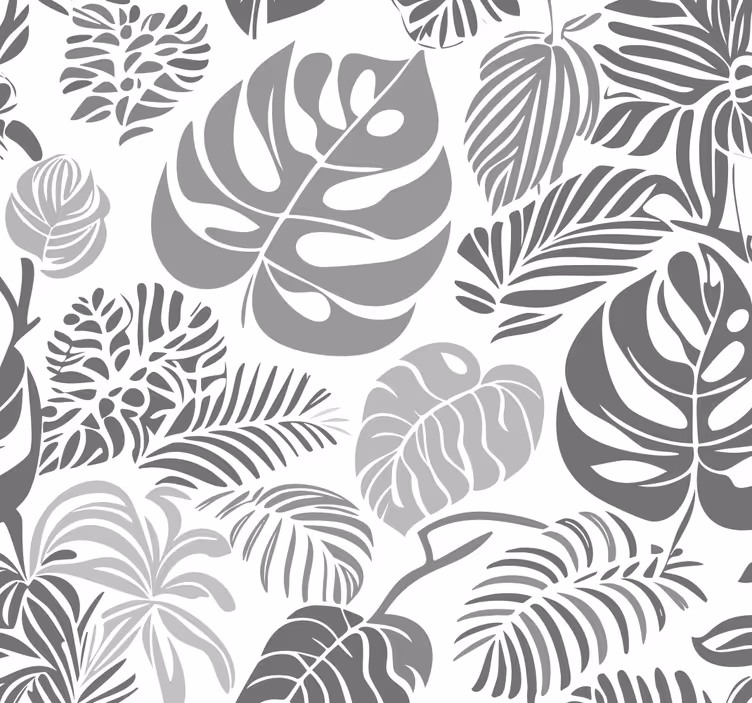 Papel mural gris hojas de monstera - TenVinilo