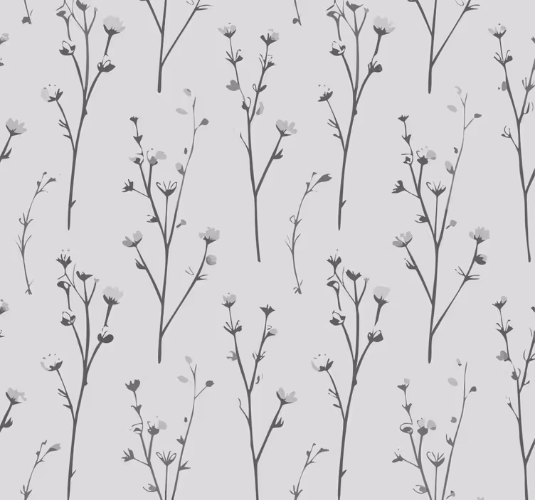 Papel mural gris patrón de árbol de algodón - TenVinilo