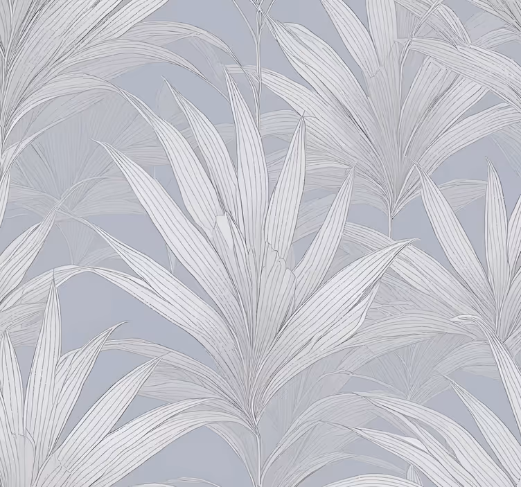 Papel mural gris hojas de palma - TenVinilo