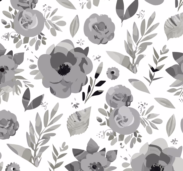 Papel mural gris flores de acuarela - TenVinilo