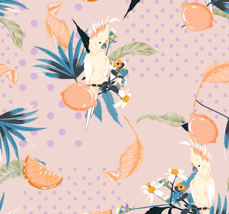 Papel mural selva motivo de cacatúa tropical - TenVinilo