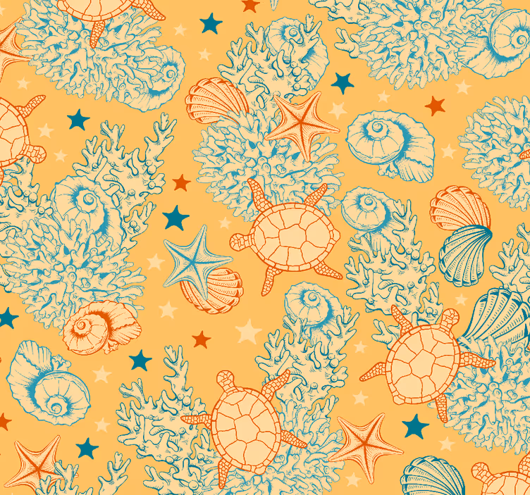Papel mural peces conjunto de motivos marinos - TenVinilo