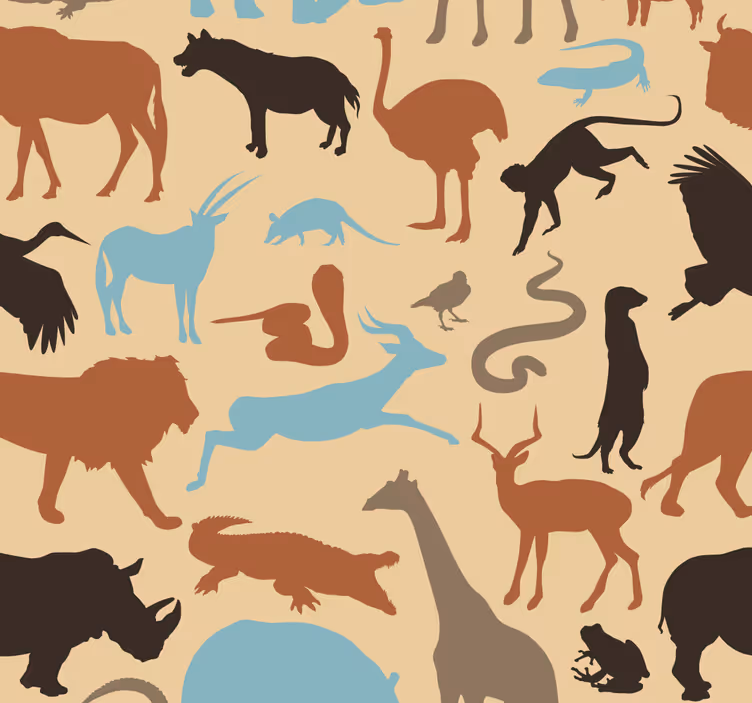 Papel mural animal siluetas de safari - TenVinilo